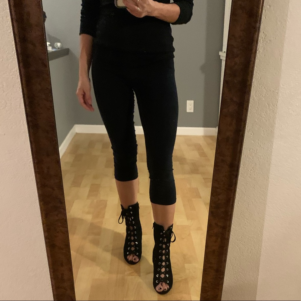 Pre-owned H&M Peep Toe Lace Up Booties Sz 6